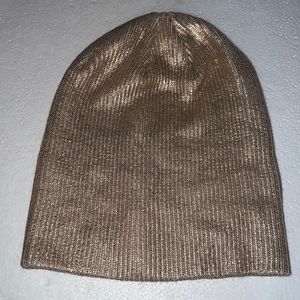 New- Aerie- gold lame stretch knit cap